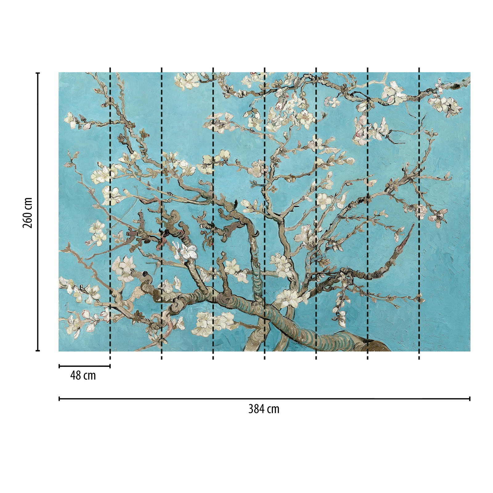             Photo wallpaper almond blossoms - blue, brown, white
        