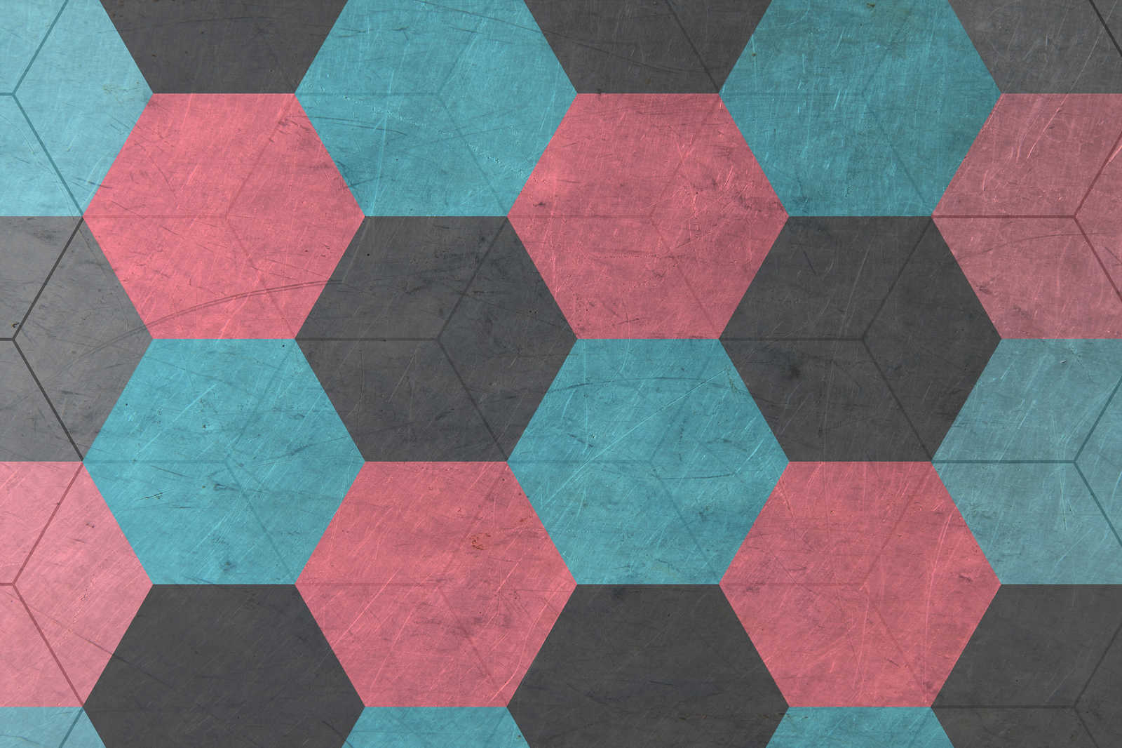             Lienzo de azulejos hexagonales de aspecto vintage - 0,90 m x 0,60 m
        