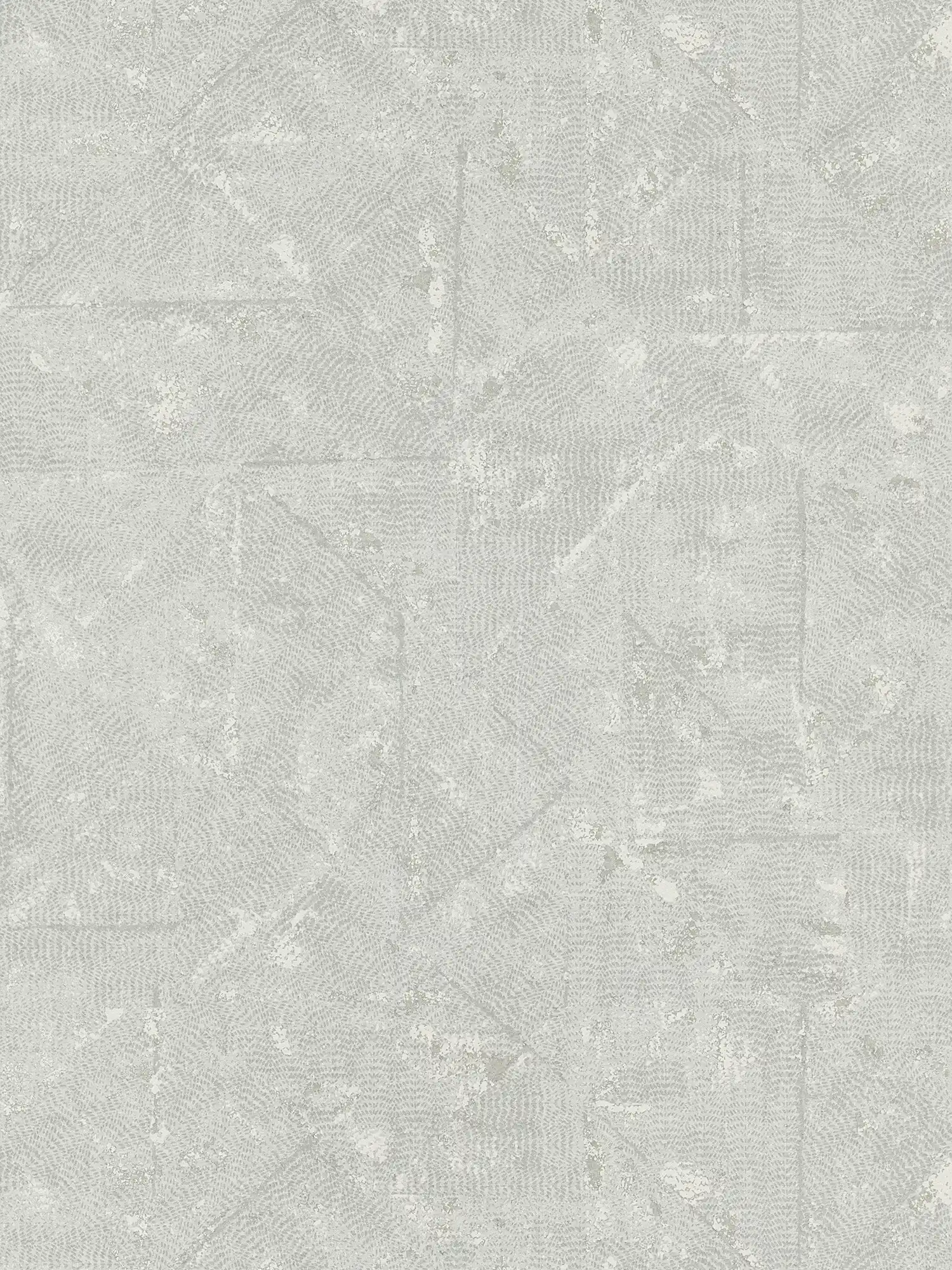 Lichtgrijs effen behang met asymmetrische details - grijs, zilver
