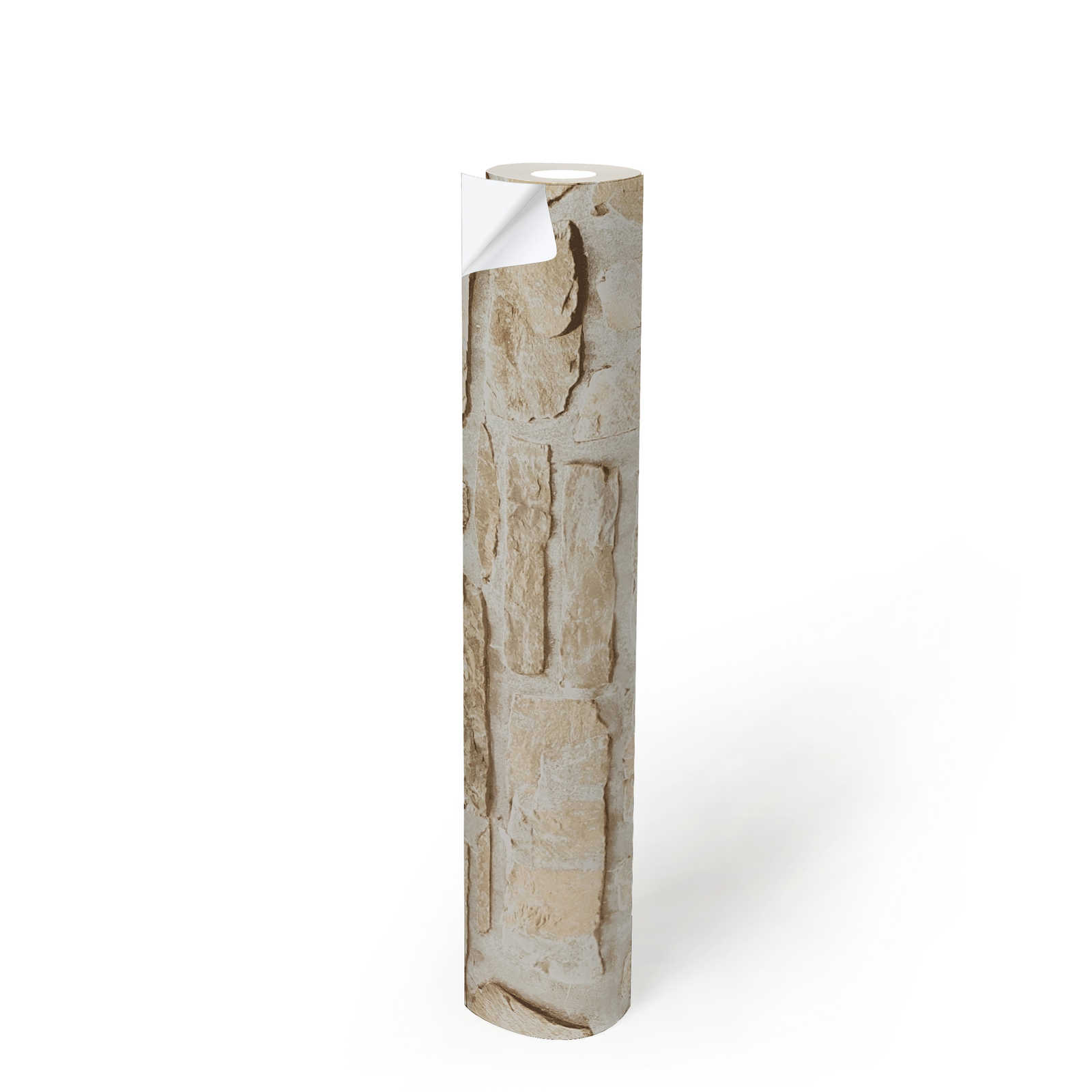             Carta da parati autoadesiva per pareti in pietra naturale con aspetto 3D - beige
        