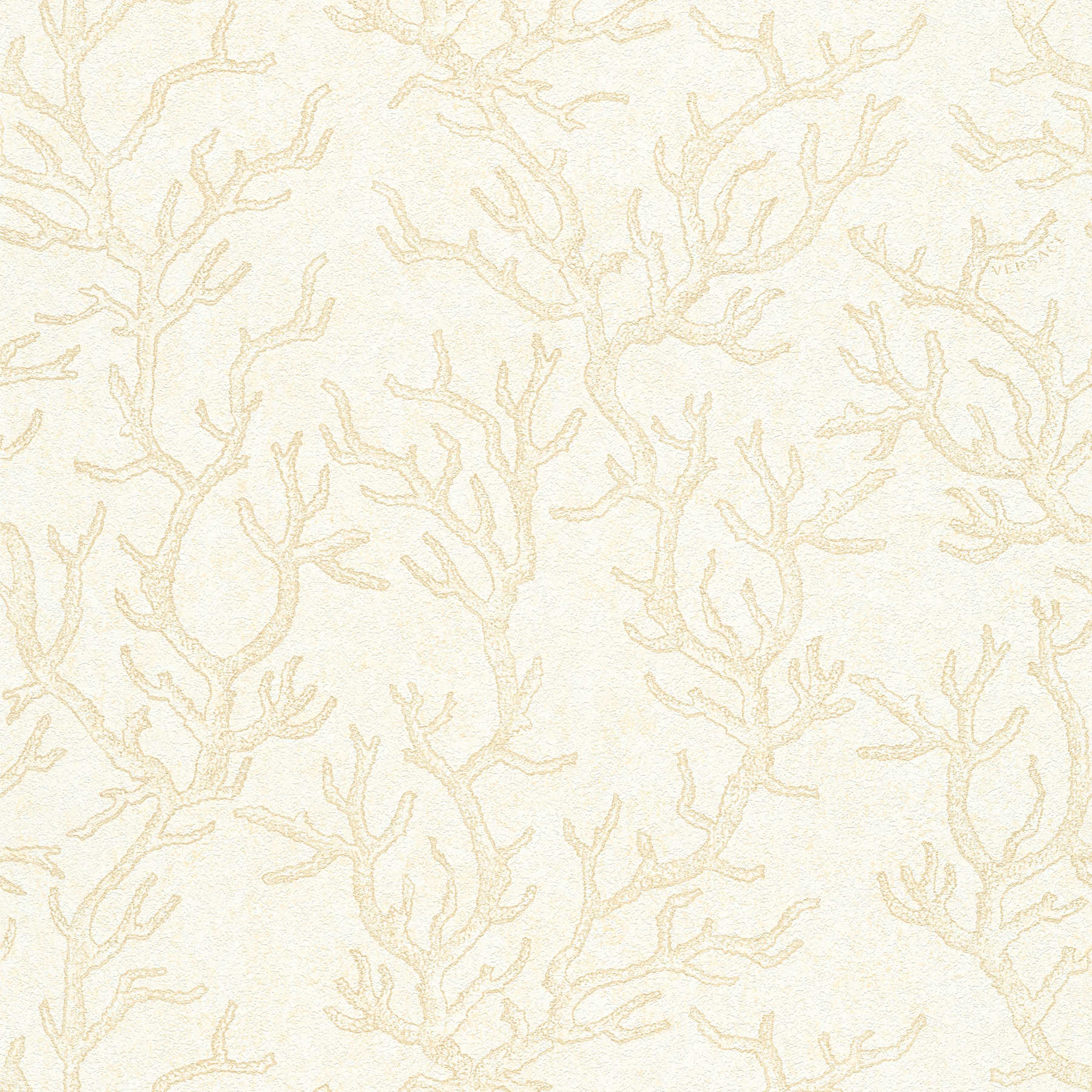 VERSACE wallpaper with coral & gold effect - cream, metallic
