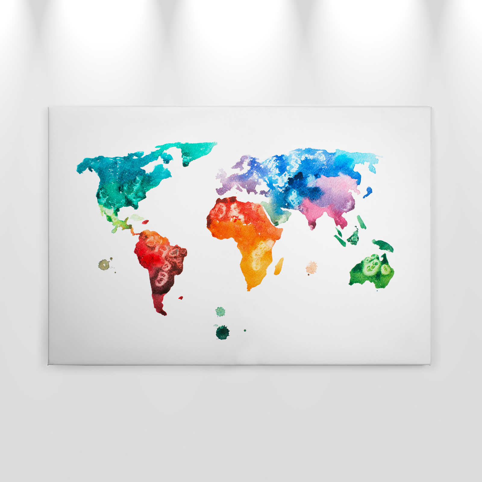             Wereldkaart Canvas in Aquarel Optiek - 0,90 m x 0,60 m
        
