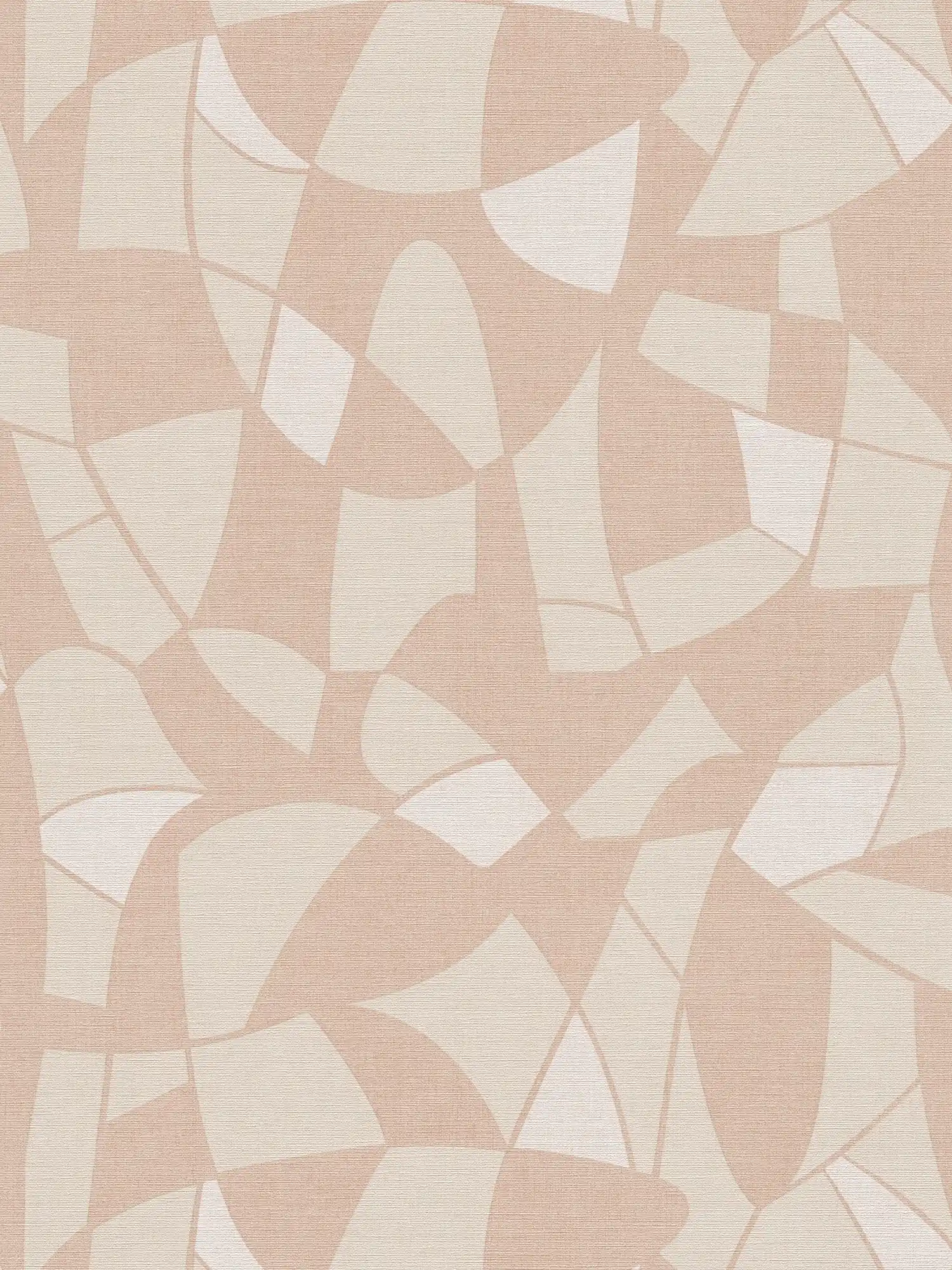 Non-woven wallpaper in geometric style - beige, cream
