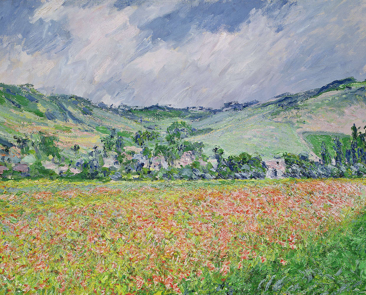             Muurschildering "Het klaprozenveld bij Giverny" van Claude Monet
        