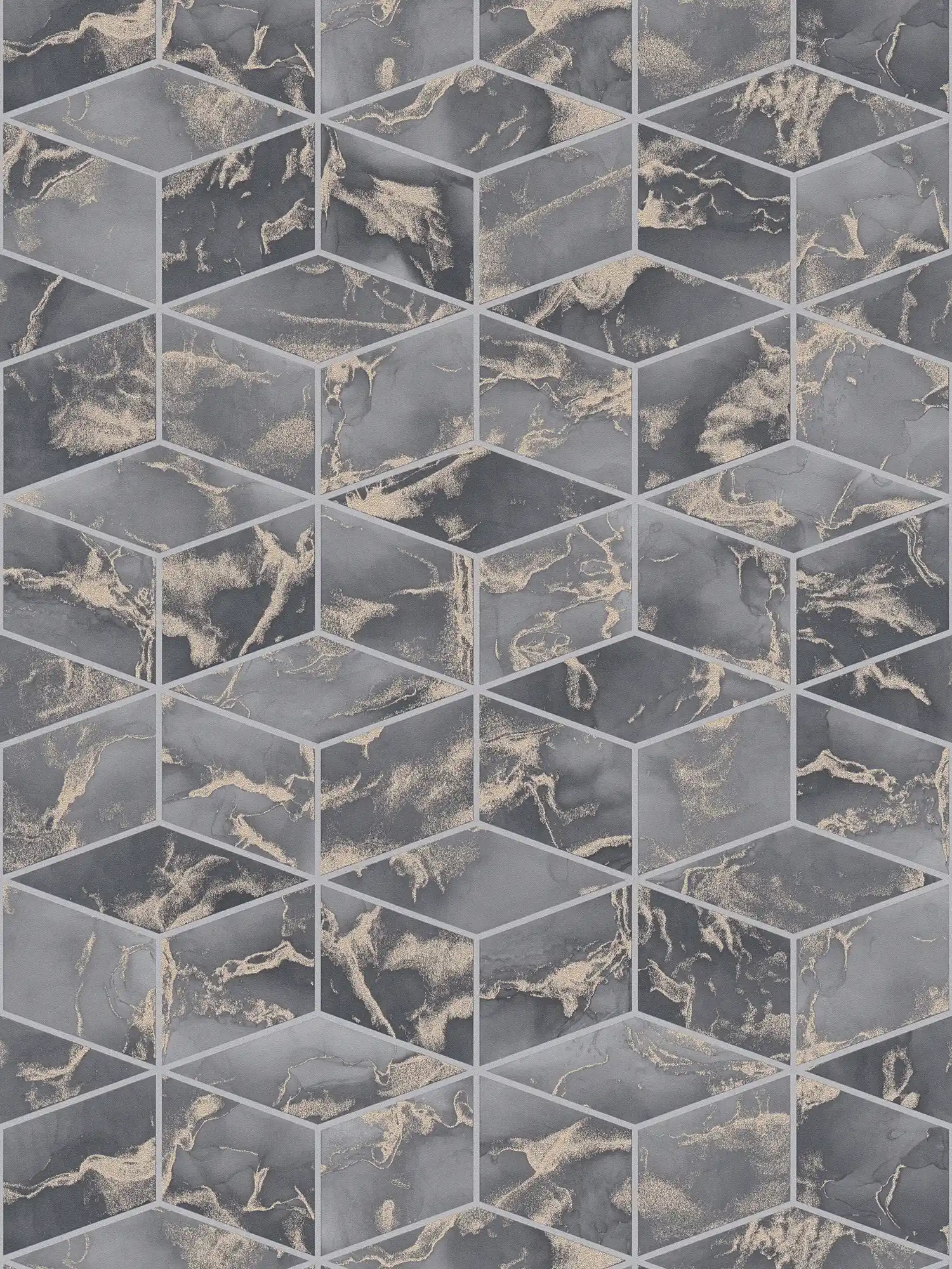             Wallpaper tile look with gold marbling - beige, grey, metallic
        