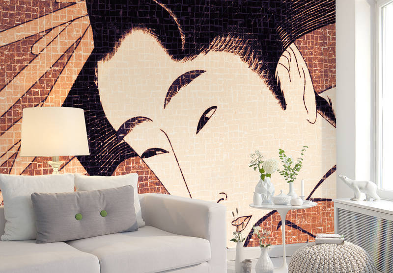             Photo wallpaper Samurai, Asia design in pixel style - Orange, Cream, Black
        