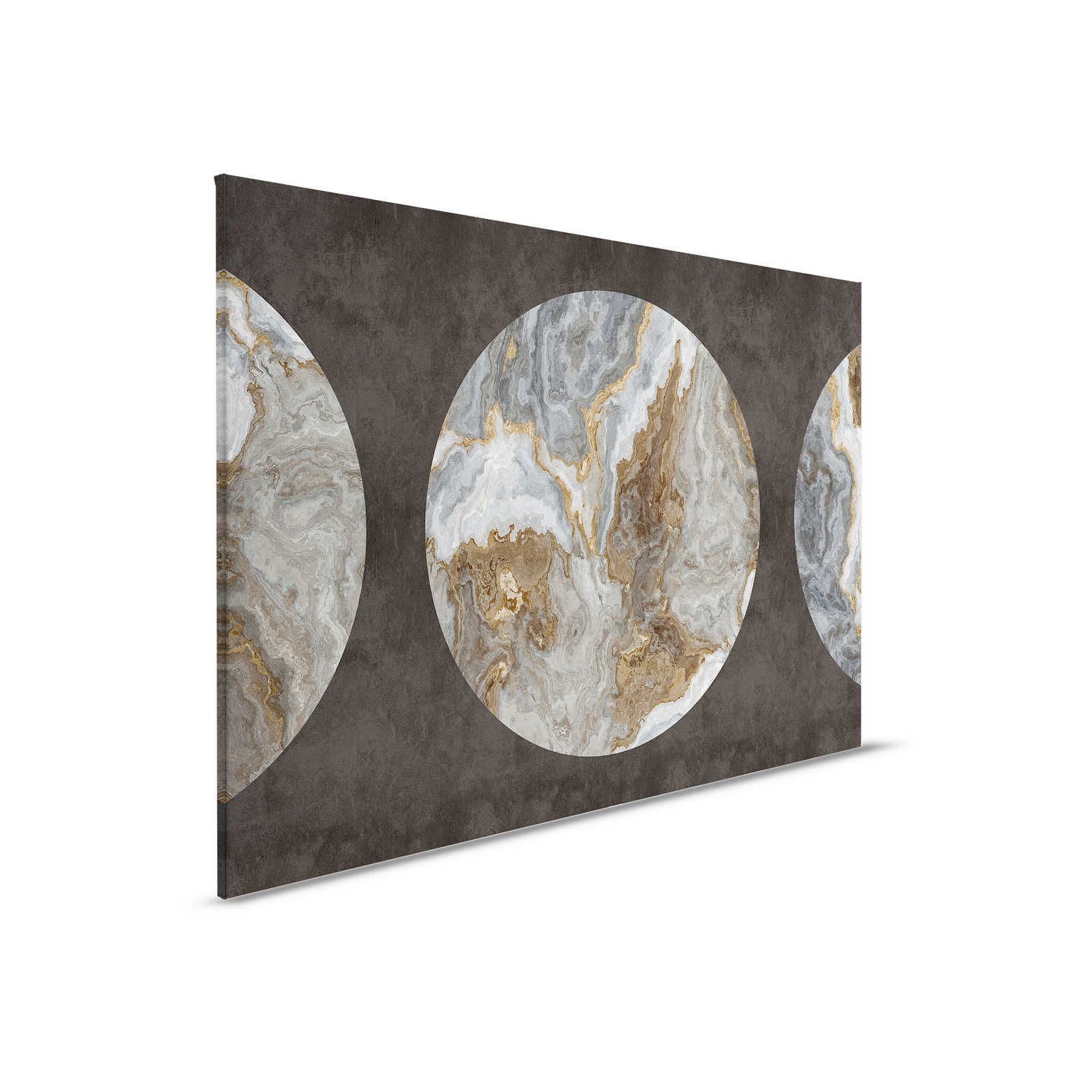         Luna 1 - Marble Canvas Painting Circle Design & Black Plaster Look - 0.90 m x 0.60 m
    