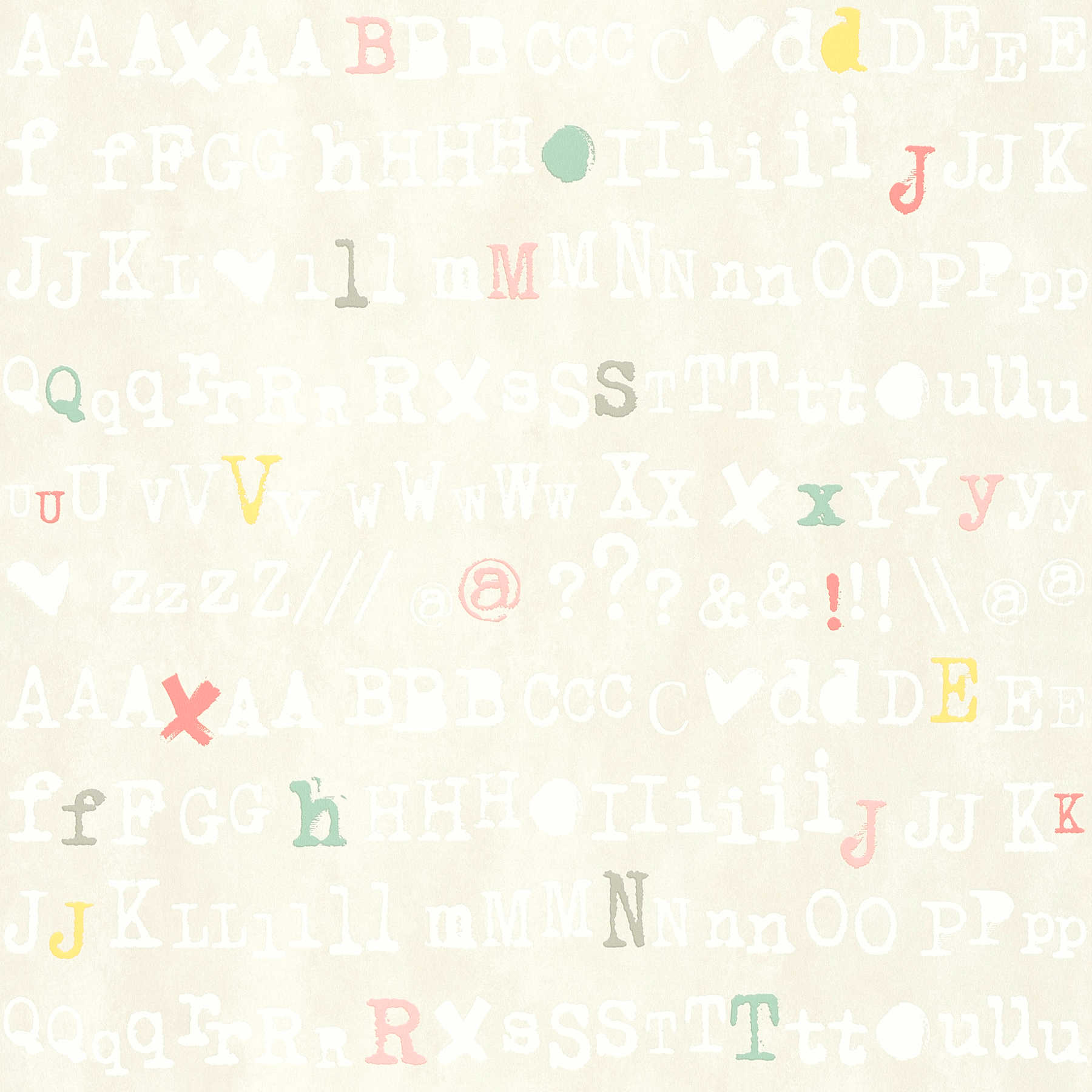         Behang grafisch decor met kleurrijke letters voor jeugdkamer - crème, geel
    