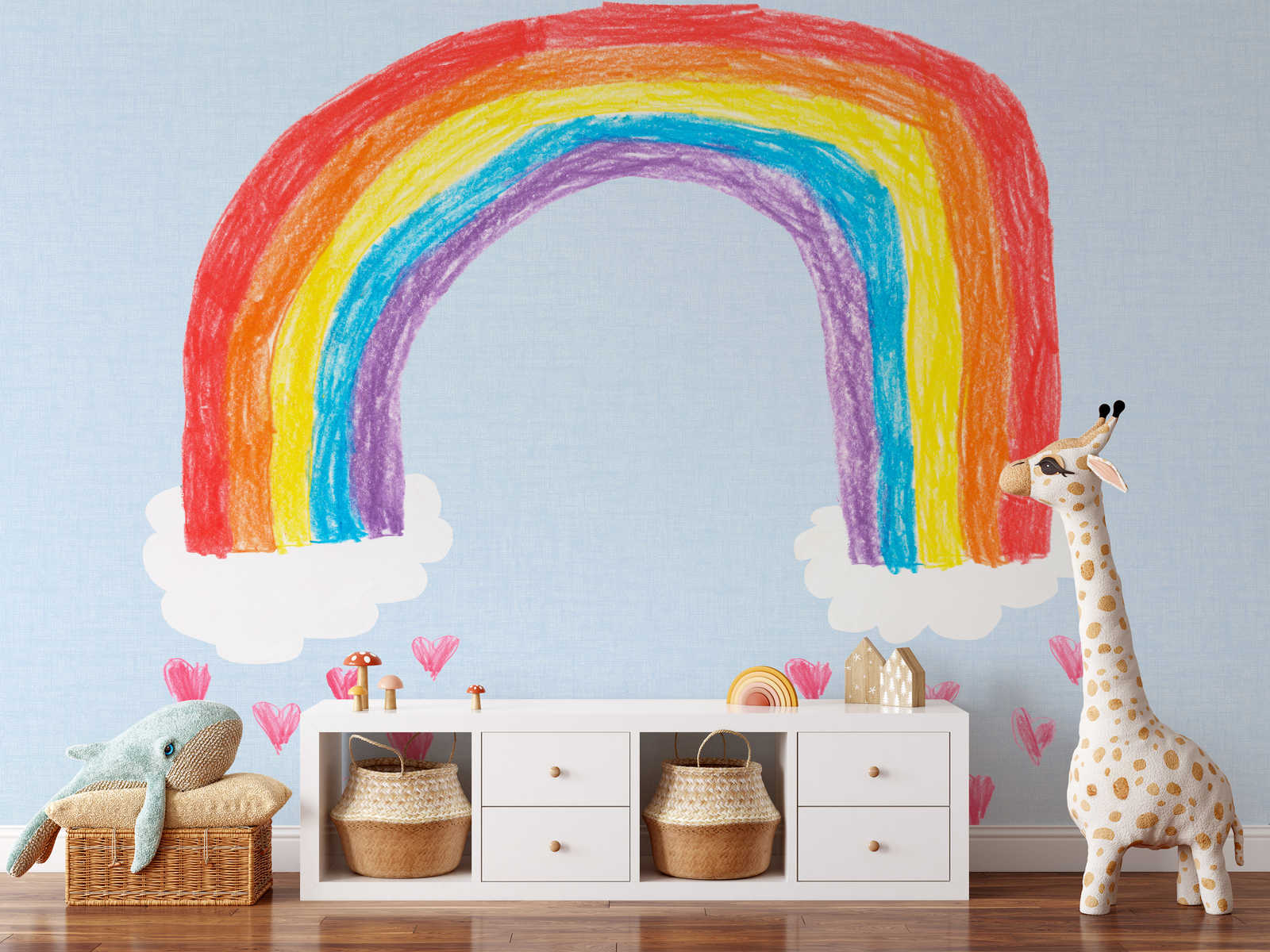             Papel pintado de arco iris para la habitación de los niños
        