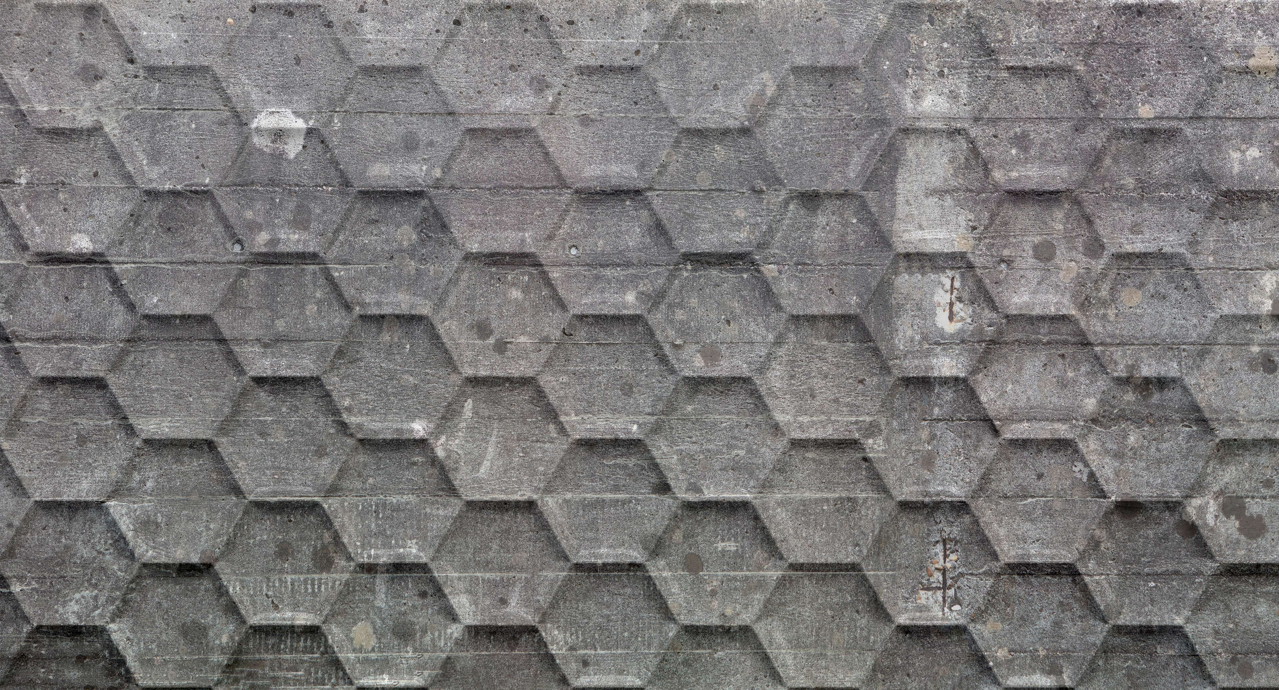             Papier peint panoramique Béton rustique avec motif nid d'abeille - gris, blanc
        