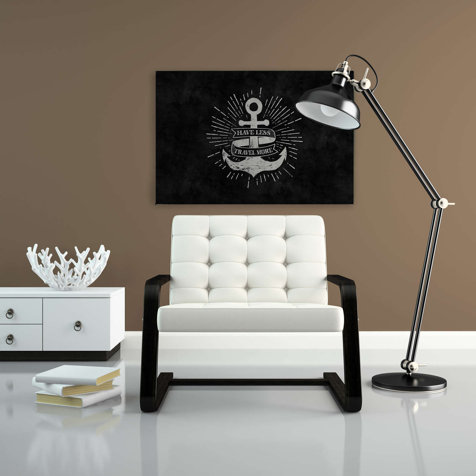            Black and White Chalkboard Look Canvas Painting Anchor Design - 0.90 m x 0.60 m
        