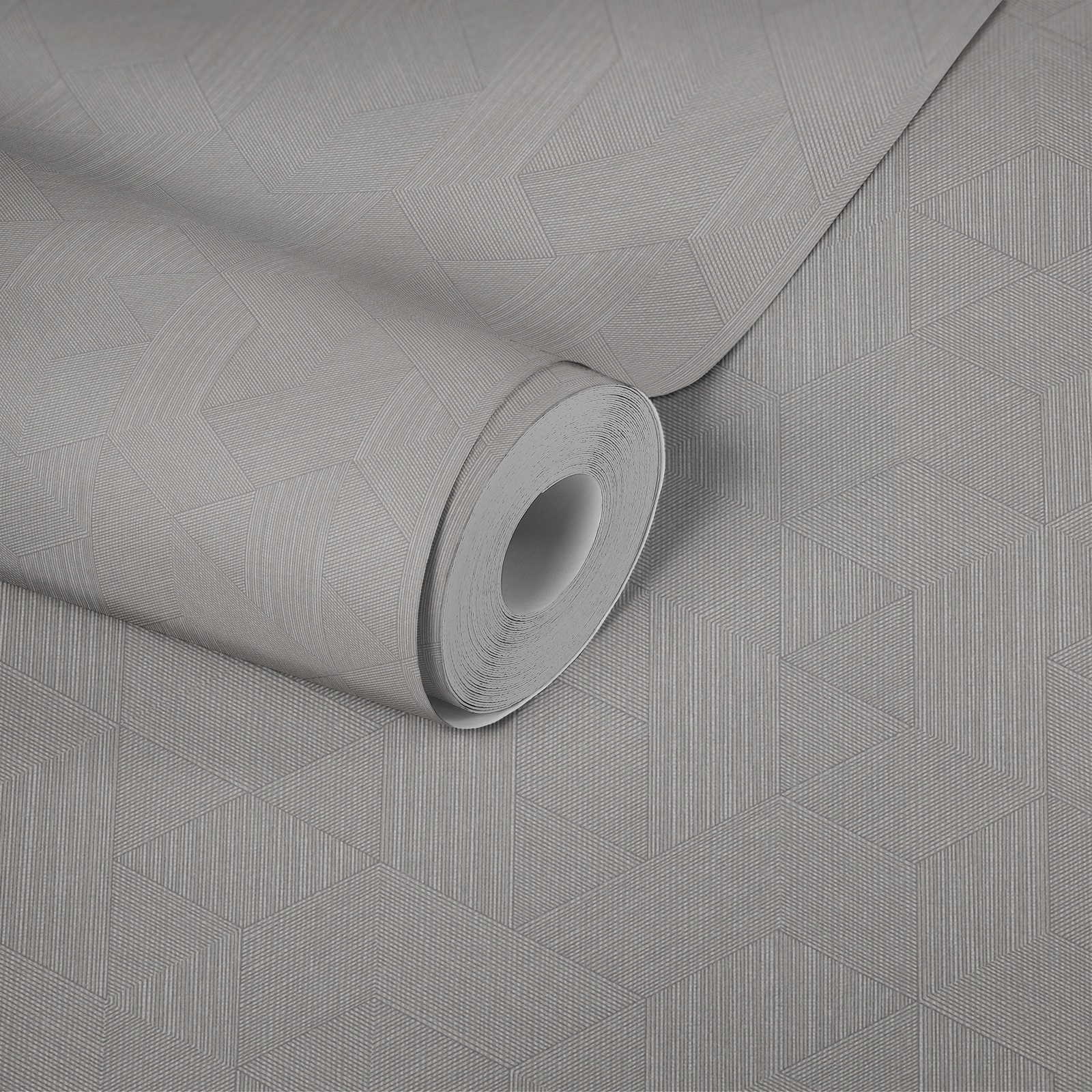             Wallpaper grey with graphic pattern & glossy effect - grey, brown
        