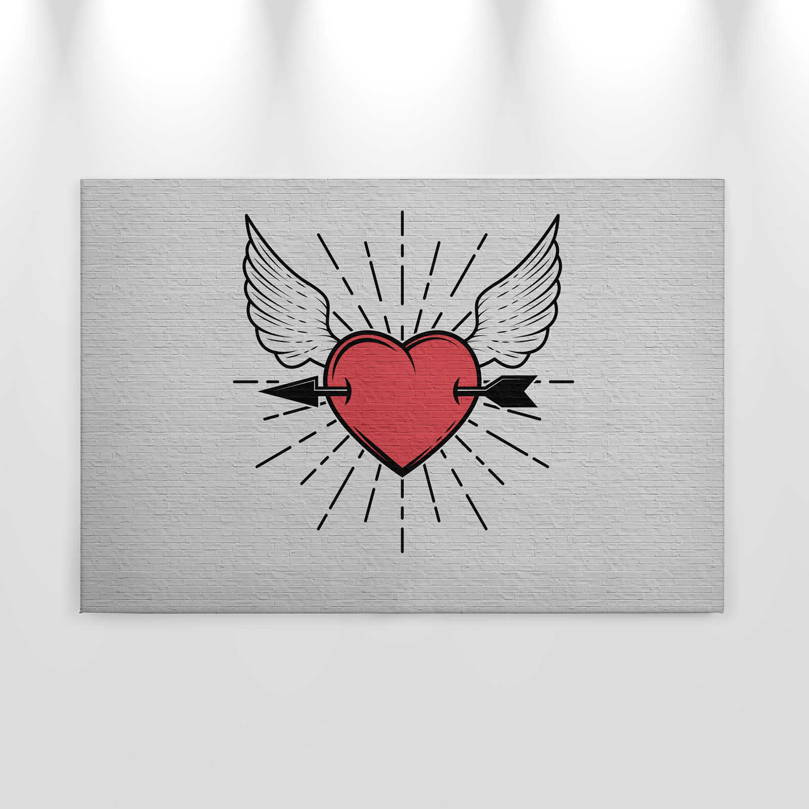             Tattoo you 1 - Rockabilly style canvas print, heart motif - 0.90 m x 0.60 m
        