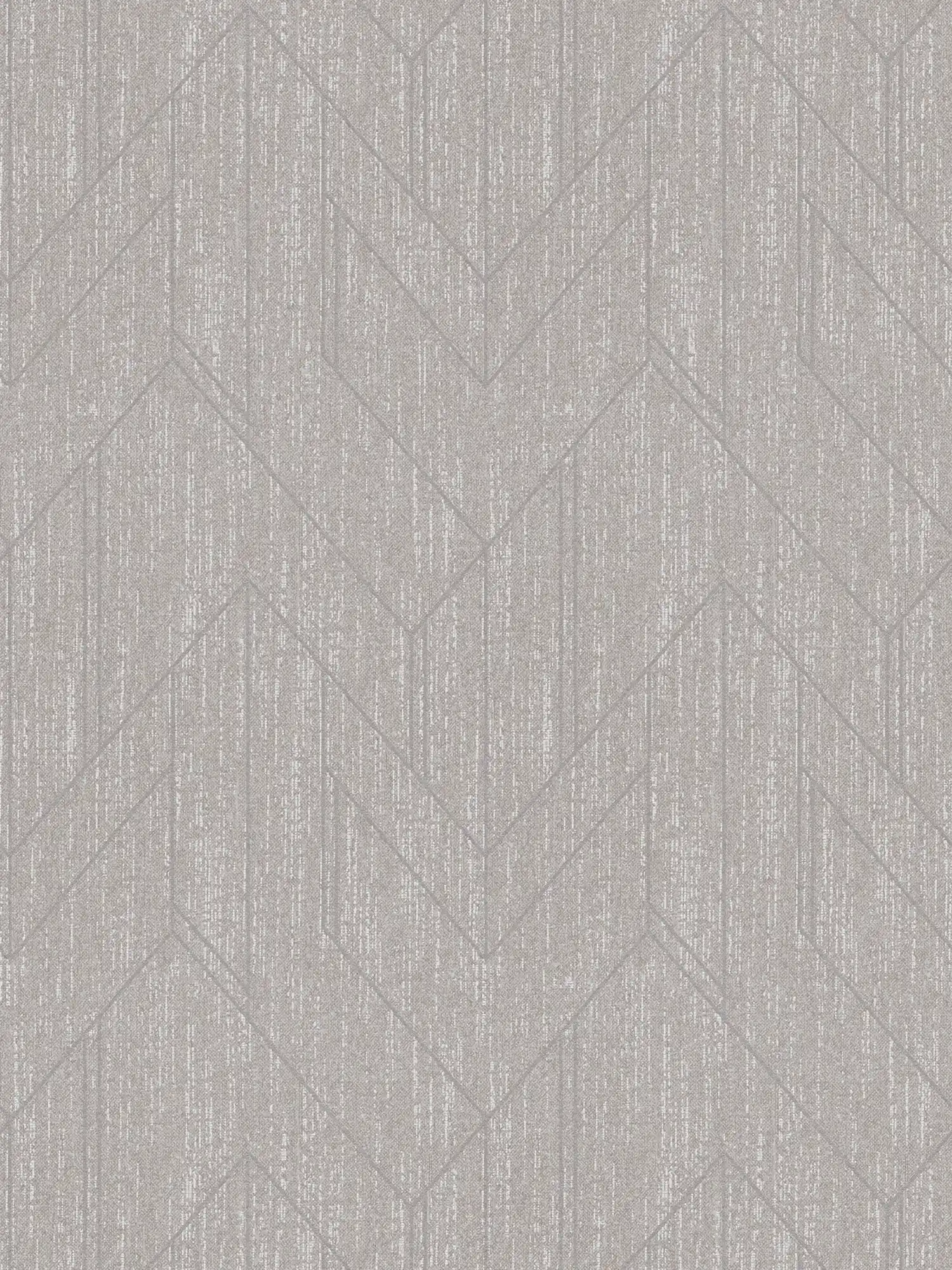Textiel-look behang met structuur design & zilver patroon - grijs
