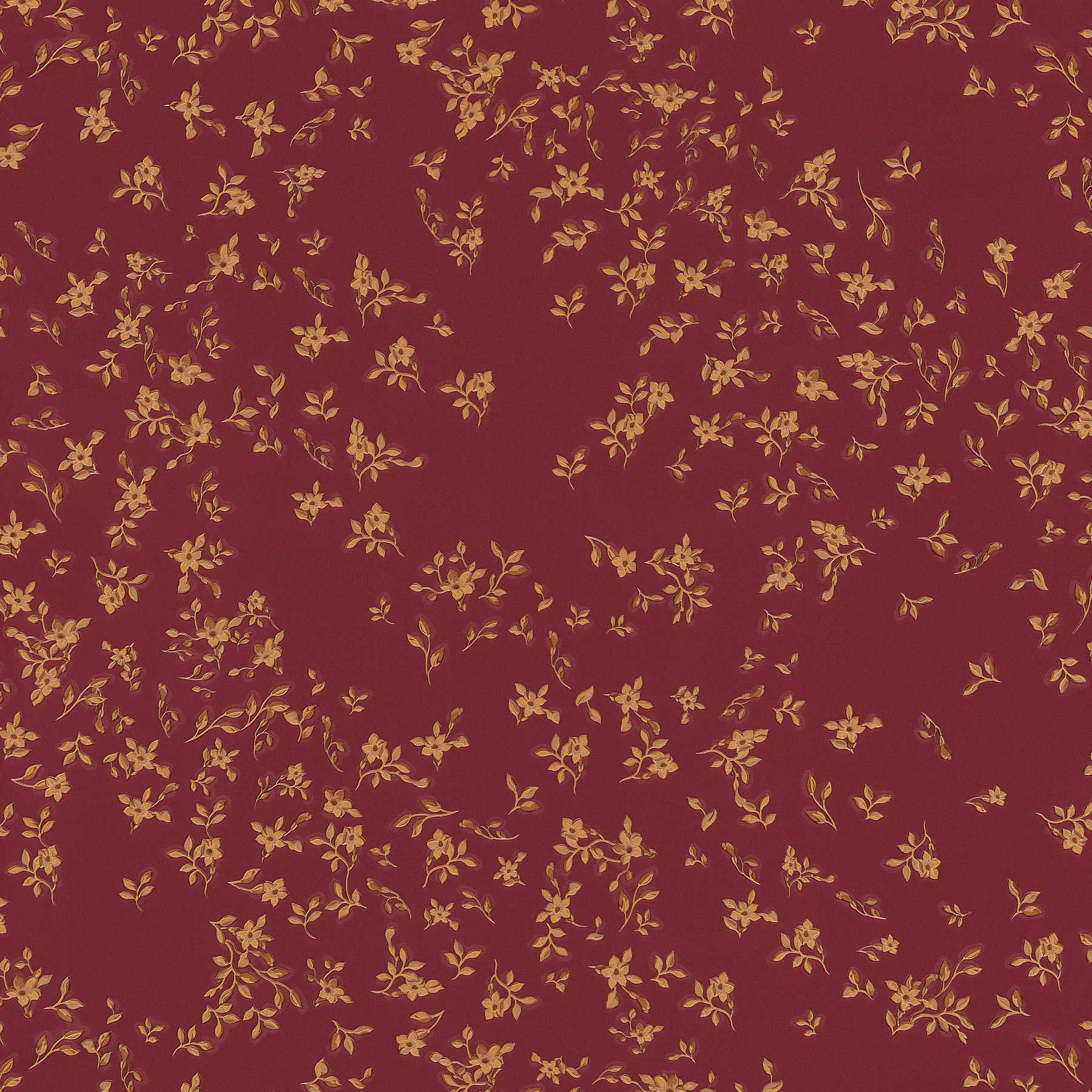 Papier peint rouge VERSACE à motif floral - rouge, or, marron
