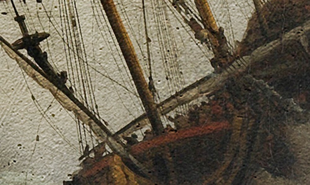             Muurschildering Olpainting Schip op Zee - Blauw, Wit
        