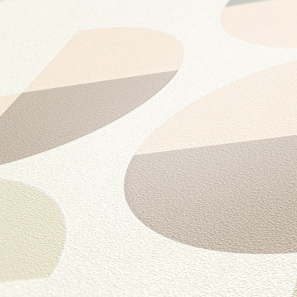             Scandinavian style geometric pattern wallpaper - grey, pink, beige
        