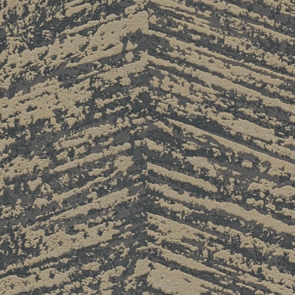             Ethno wallpaper with mottled stripe pattern - grey, metallic, black
        