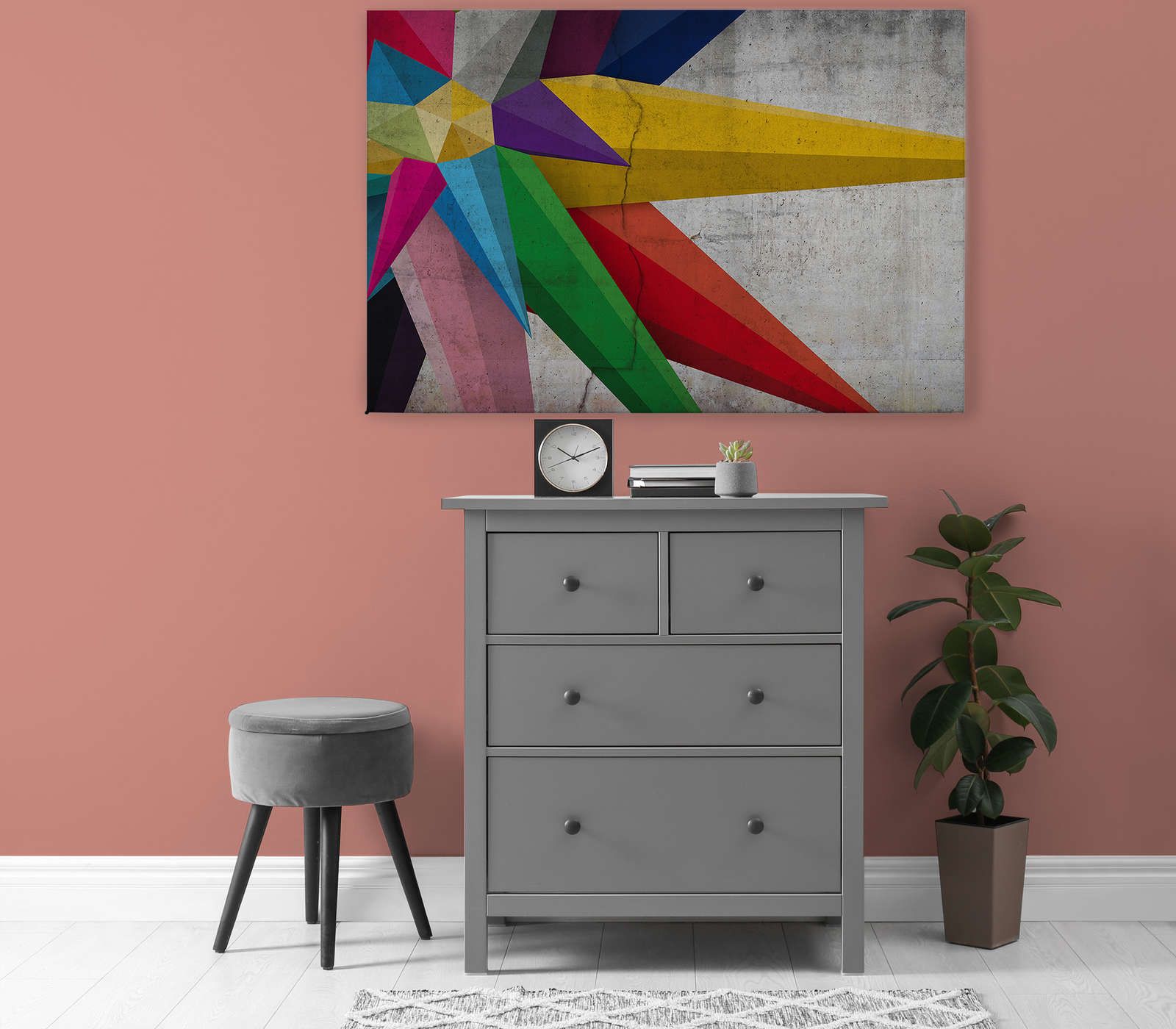             Concrete Canvas Painting with Polygon Style Star Graphic - 1.20 m x 0.80 m
        
