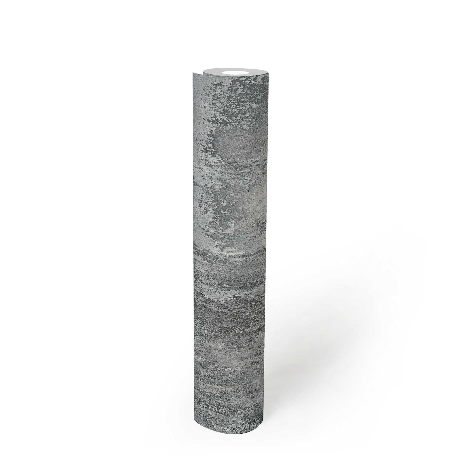             Papier peint aspect métal rustique & motif rugueux - gris, noir, argenté
        