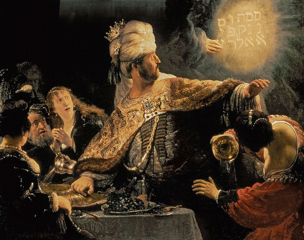             Het feest van Belsassar" muurschildering door Rembrandt van Rijn
        