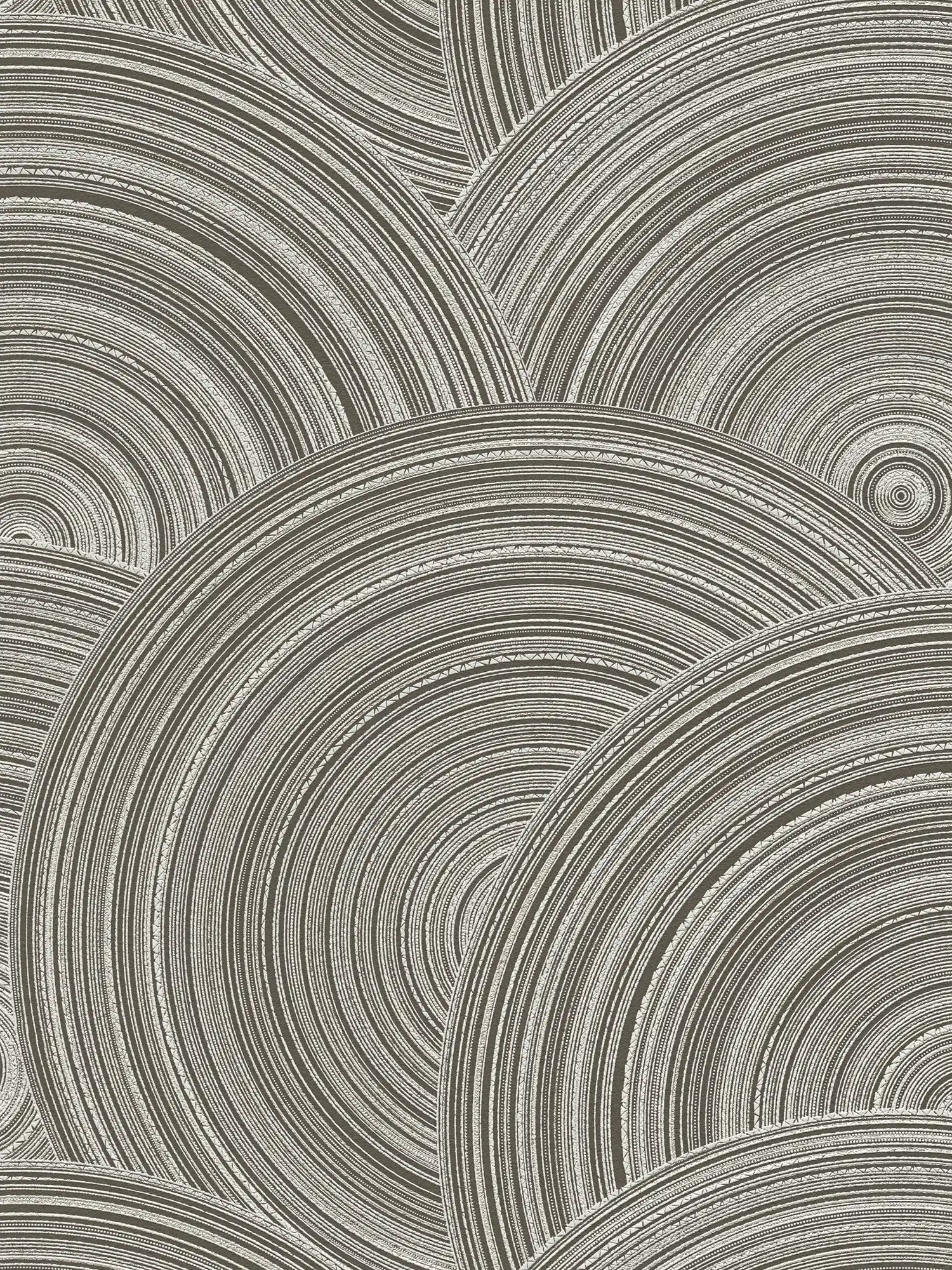 Circle wallpaper with ethno design with texture effect - brown, cream
