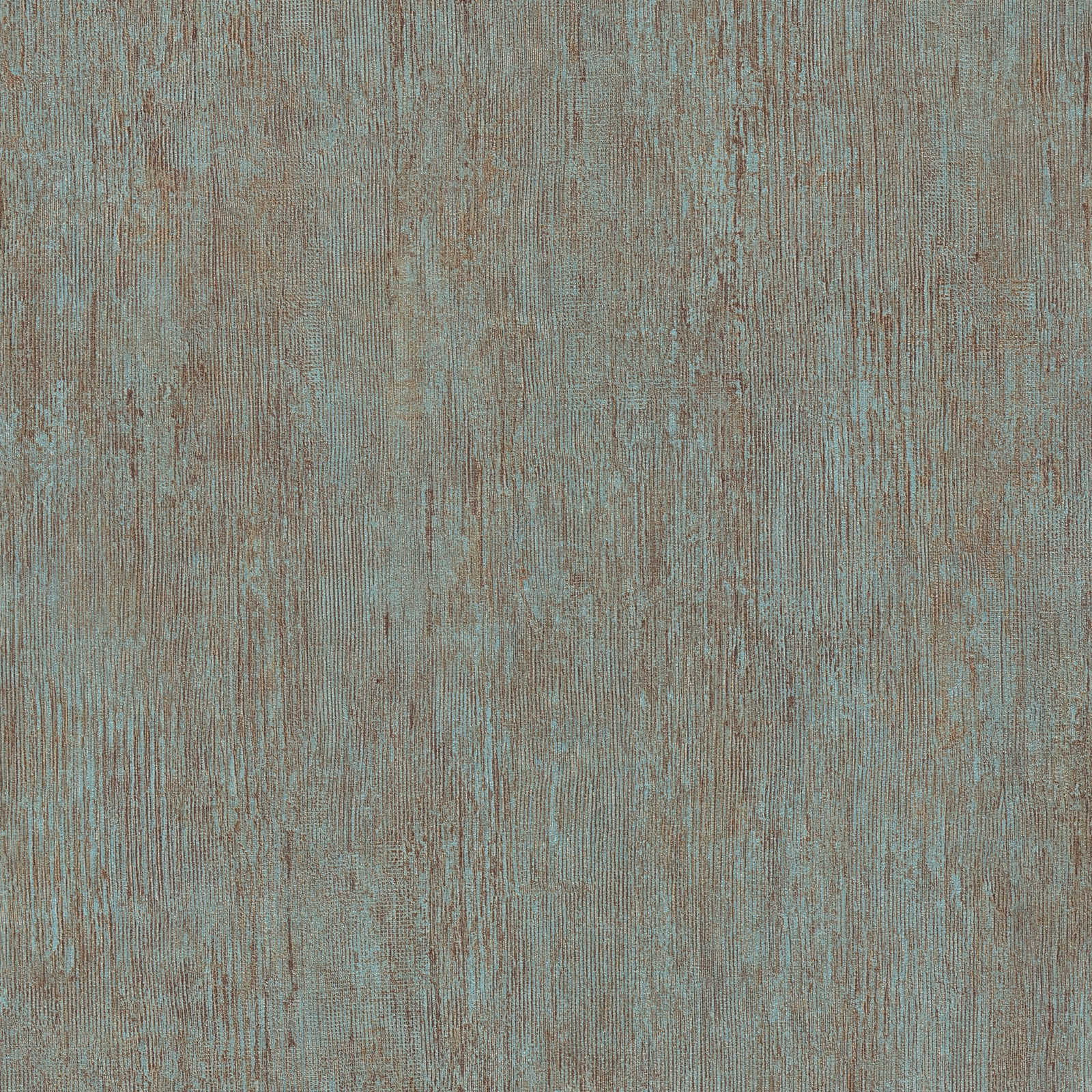 Papel pintado no tejido aspecto usado y efecto óxido - marrón, turquesa

