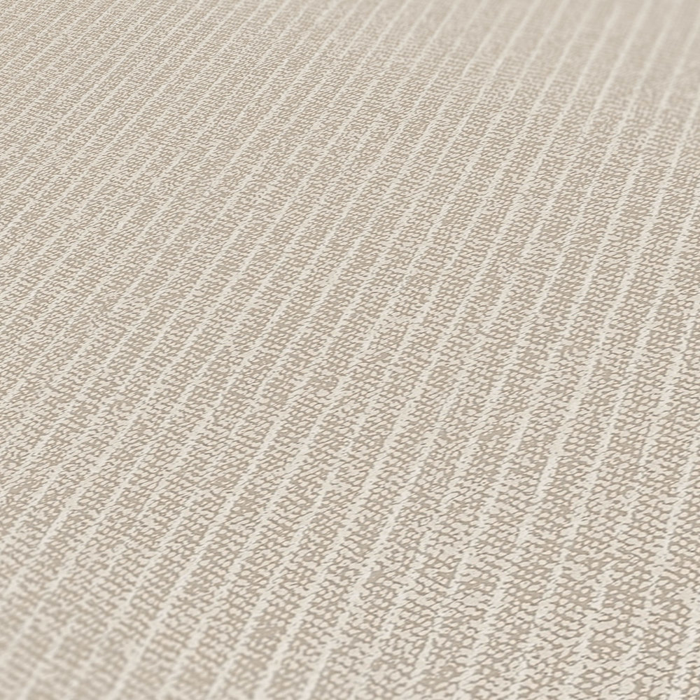             Lines wallpaper narrow stripes, linen look - beige, brown
        