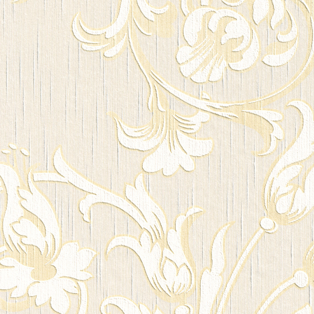             Papel pintado Hermitage con adornos florales - beige, crema
        