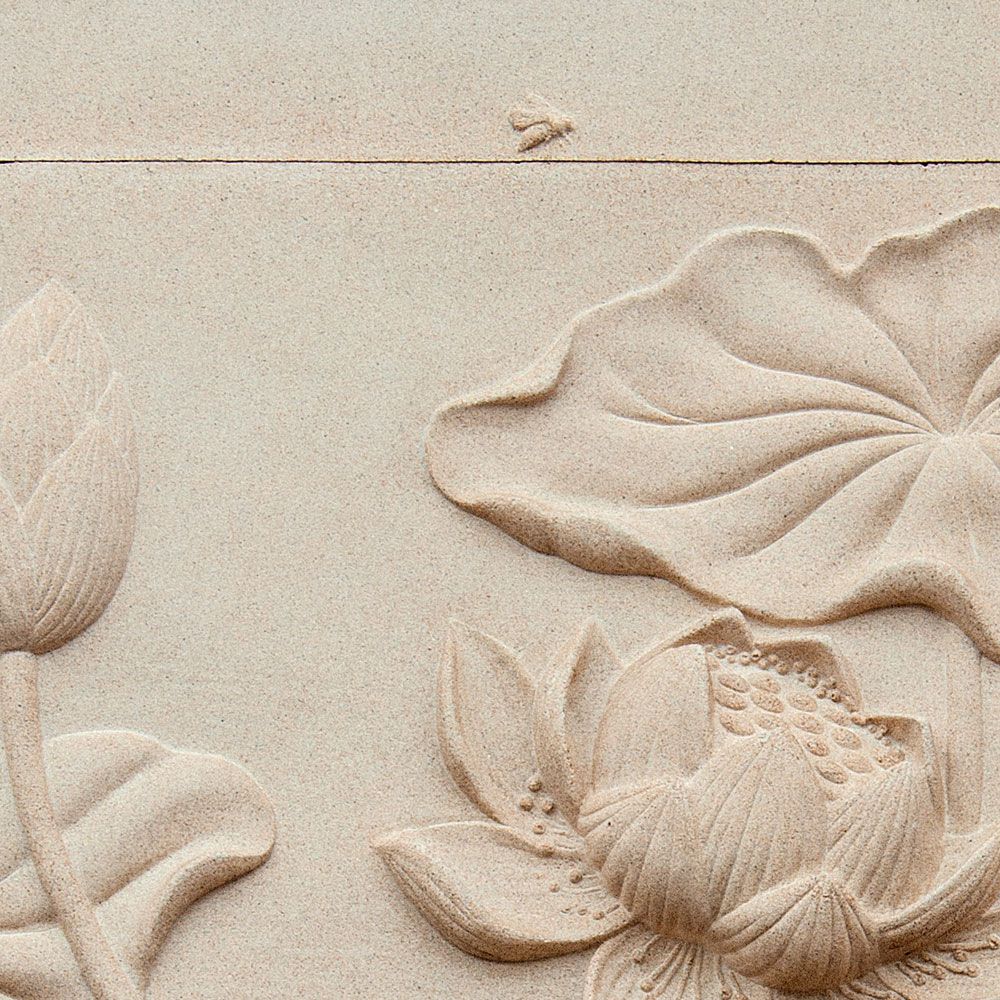             Photo wallpaper »fiore« - Floral relief on concrete structure - Smooth, slightly shiny premium non-woven fabric
        