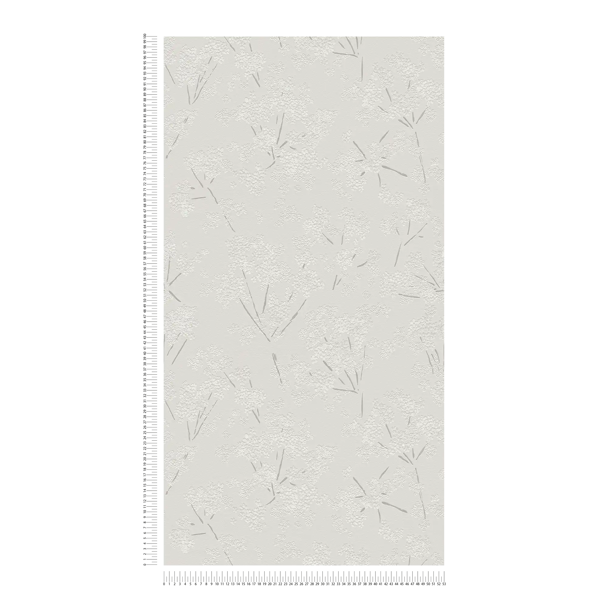             Carta da parati non tessuta con motivo floreale astratto - grigio, bianco
        