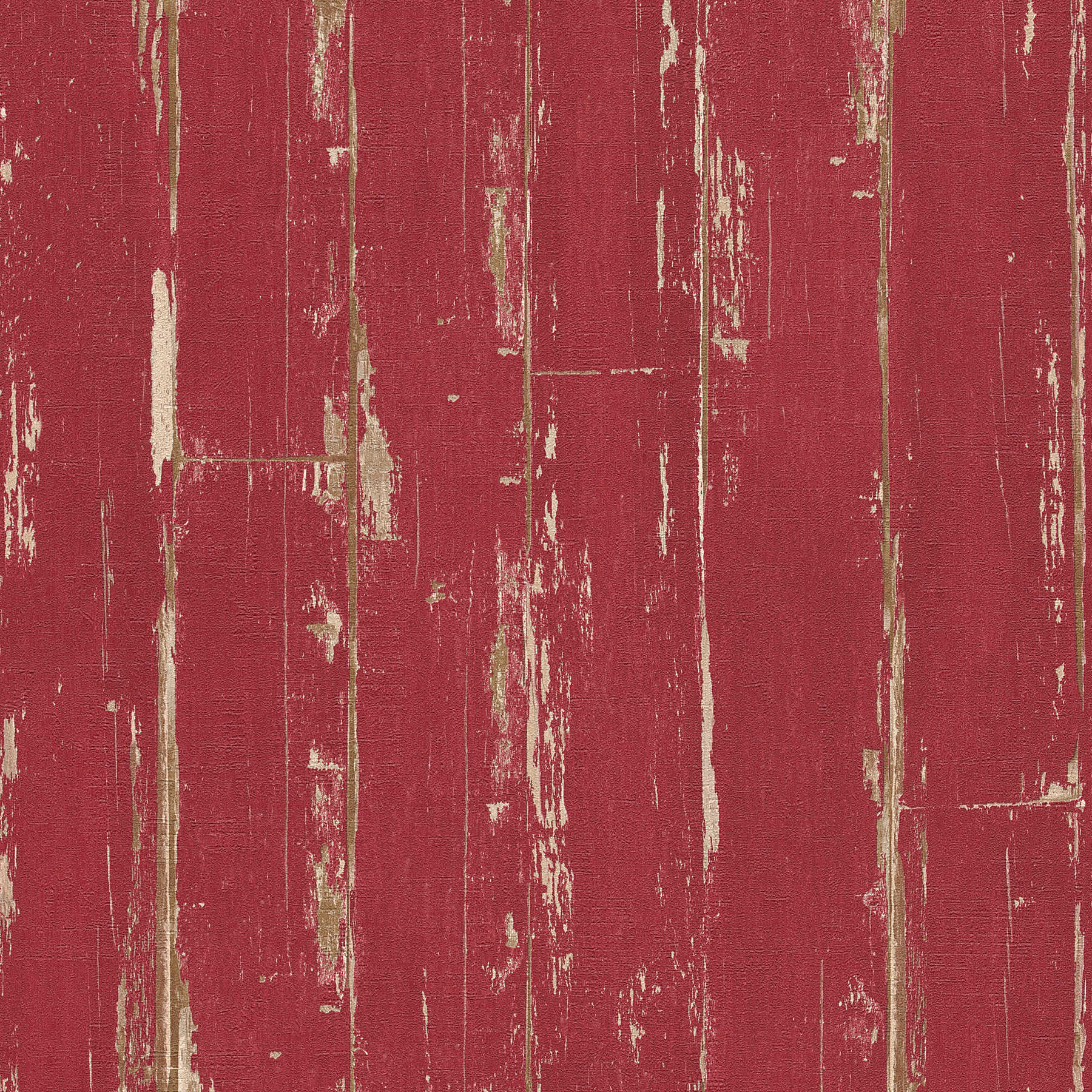         Wooden wallpaper with boards, vintage look & used look - red
    
