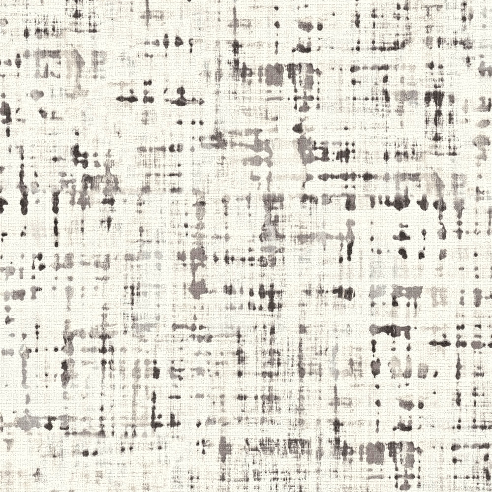             Papel pintado de aspecto de tweed moteado, de aspecto textil - blanco, gris, negro
        