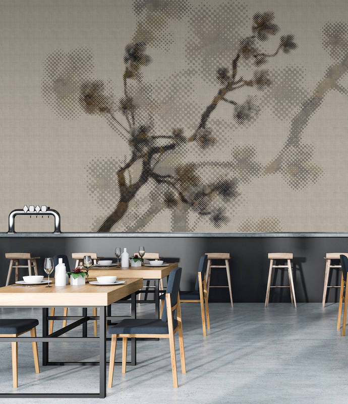             Twigs 1 - Papier peint moderne à motif naturel en lin naturel texturé - Taupe | Premium intissé lisse
        