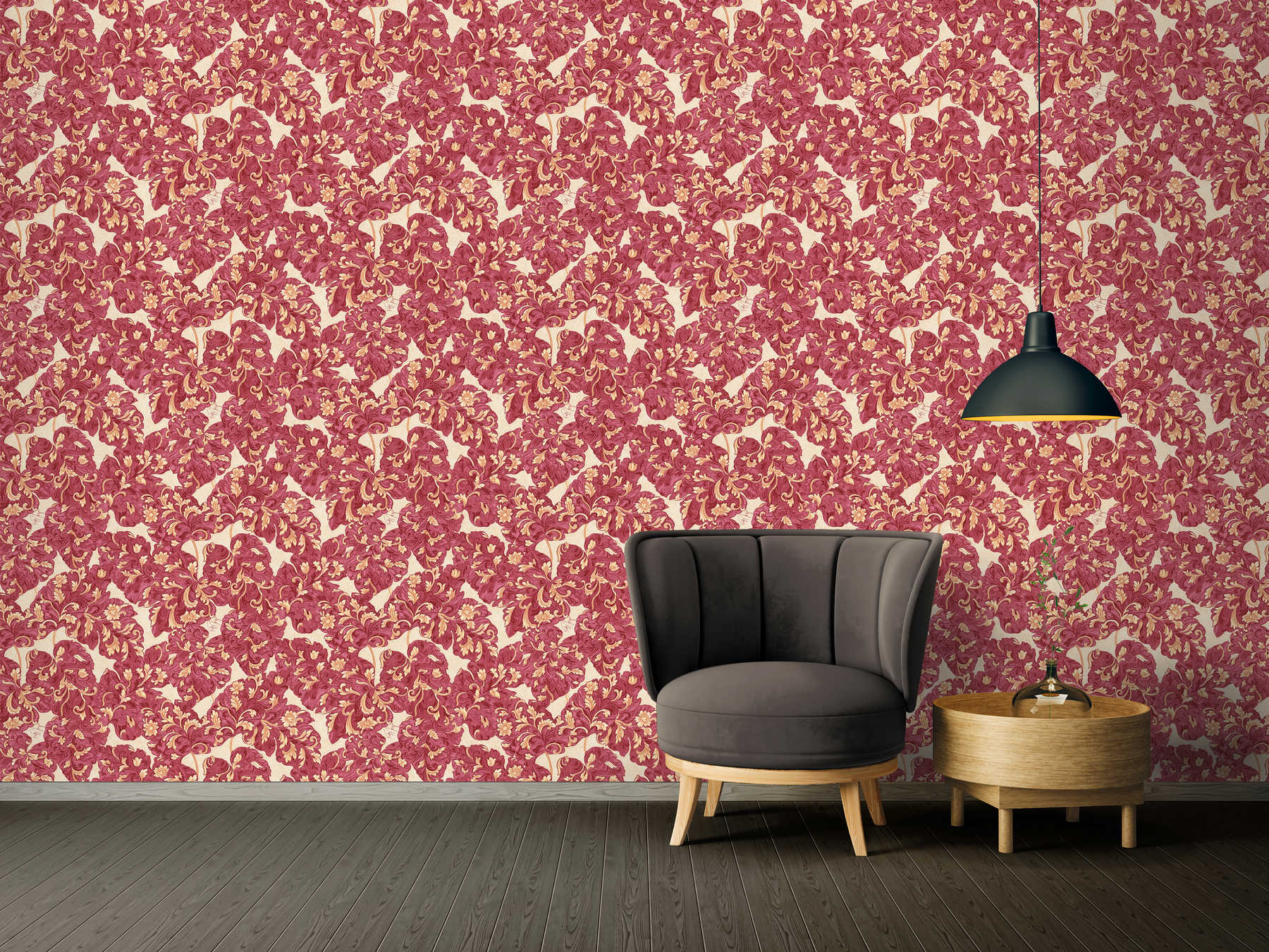             Metallic wallpaper JOOP floral leaves & flowers - metallic, red
        