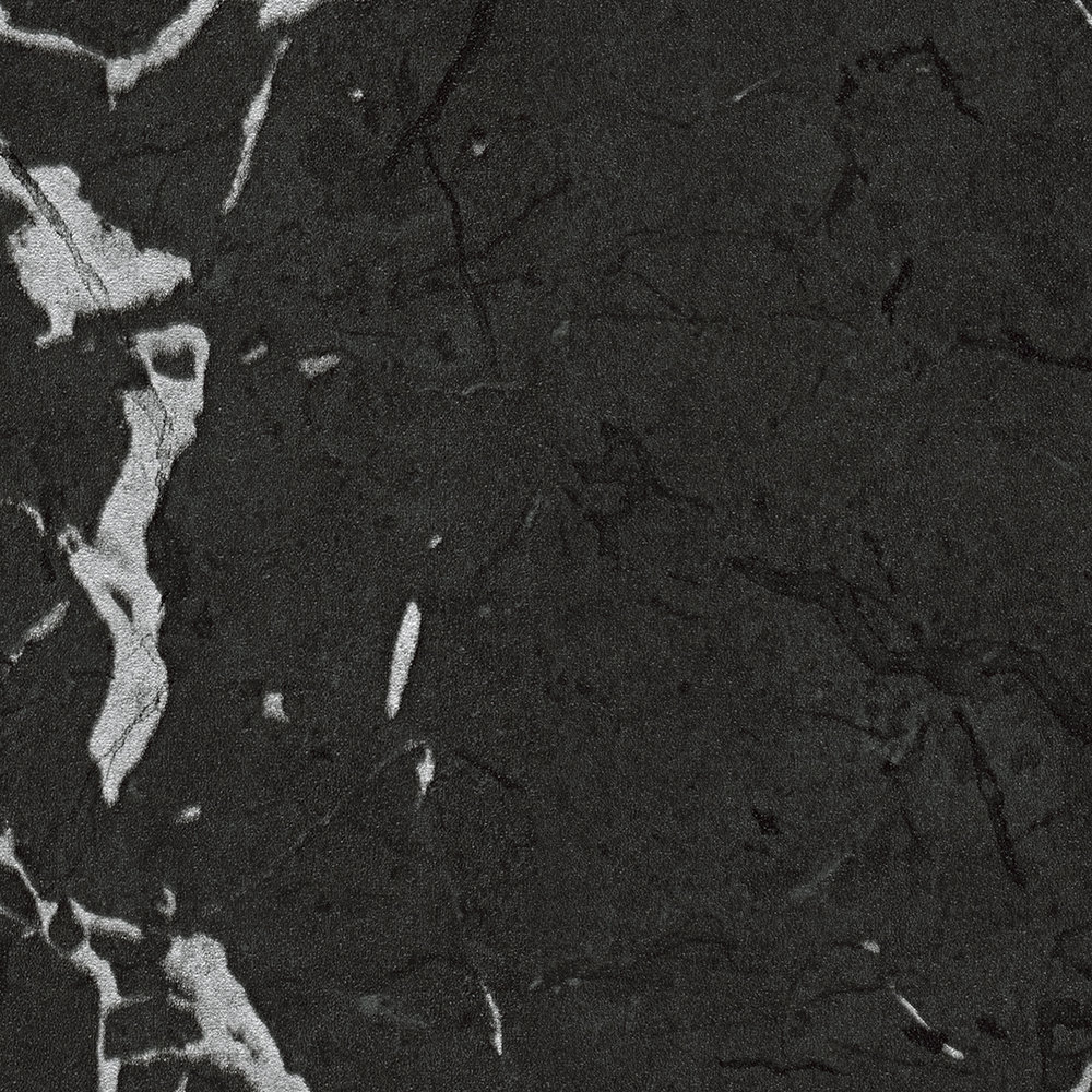             Papel pintado de mármol negro con efecto plateado - gris, metálico, negro
        