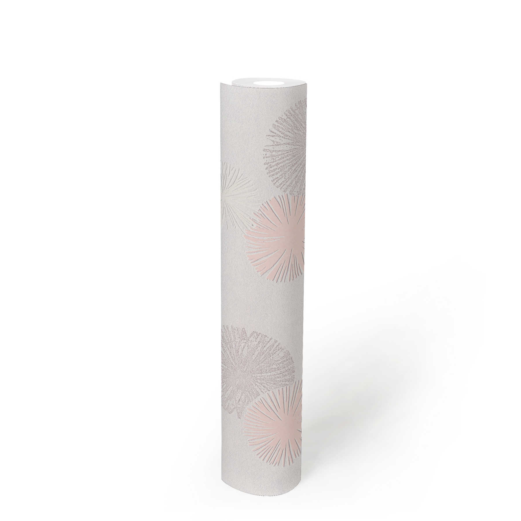             Papier peint texturé avec motif graphique - crème, métallisé, rose
        
