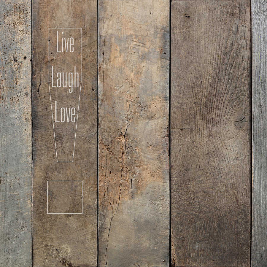 Photo wallpaper old wooden floorboards with lettering - textured non-woven
