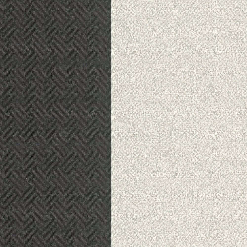             Papier peint intissé Karl LAGERFELD rayé avec effet de texture - noir, blanc
        