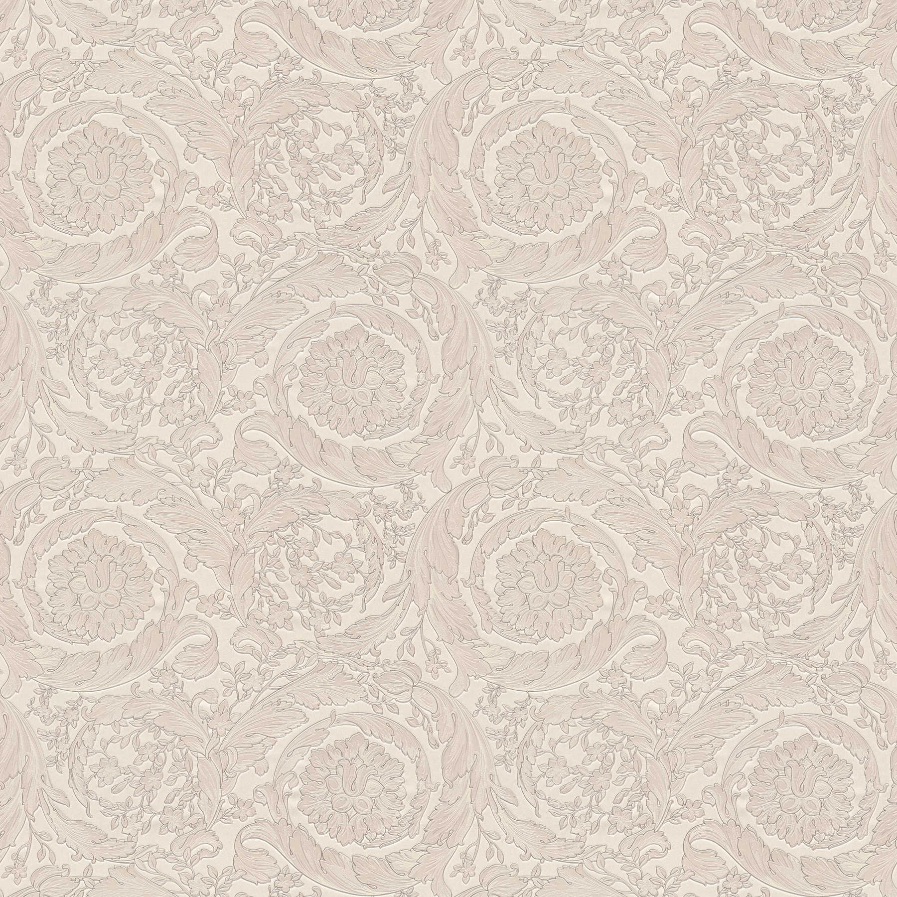             Papier peint VERSACE motif floral ornemental avec éclat métallique - marron, crème
        