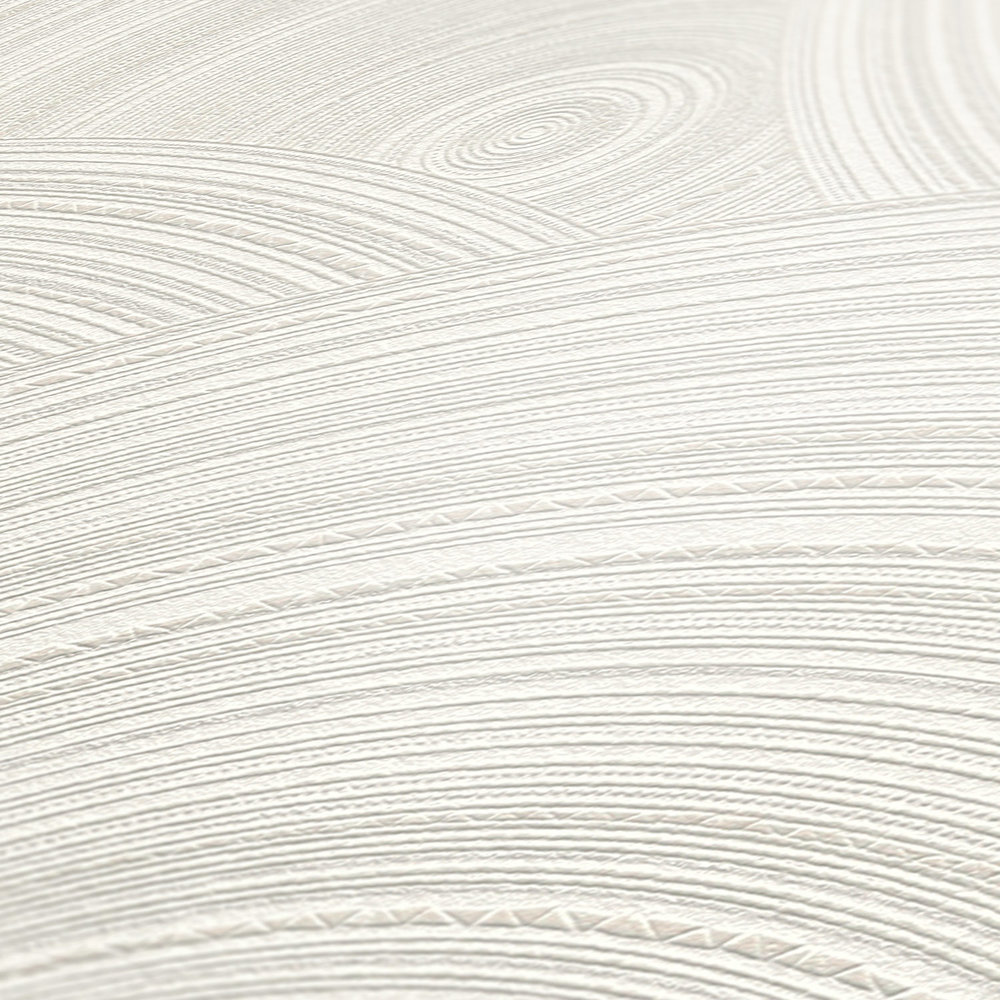            Non-woven wallpaper circle pattern with textured surface - white
        