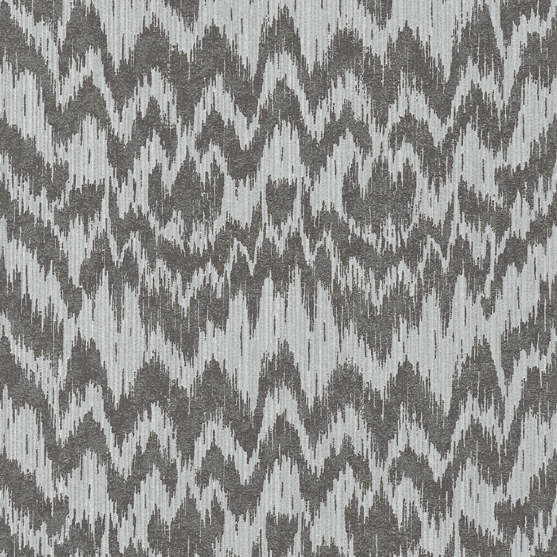 Non-woven wallpaper ethnic style with metallic textile design - grey, metallic
