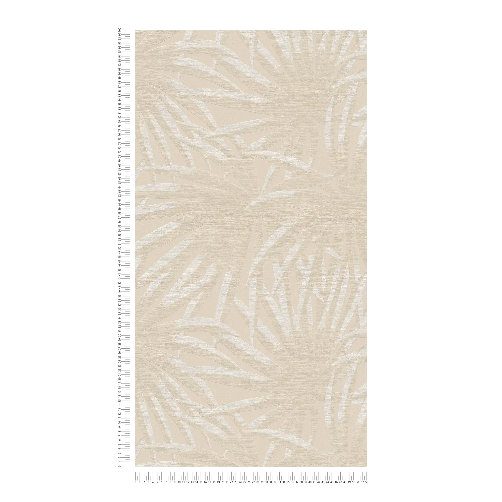             Floral non-woven wallpaper with palm leaves - beige, white
        