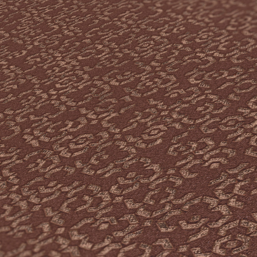             Wallpaper with 3D pattern effect and metallic luster - brown, metallic, red
        