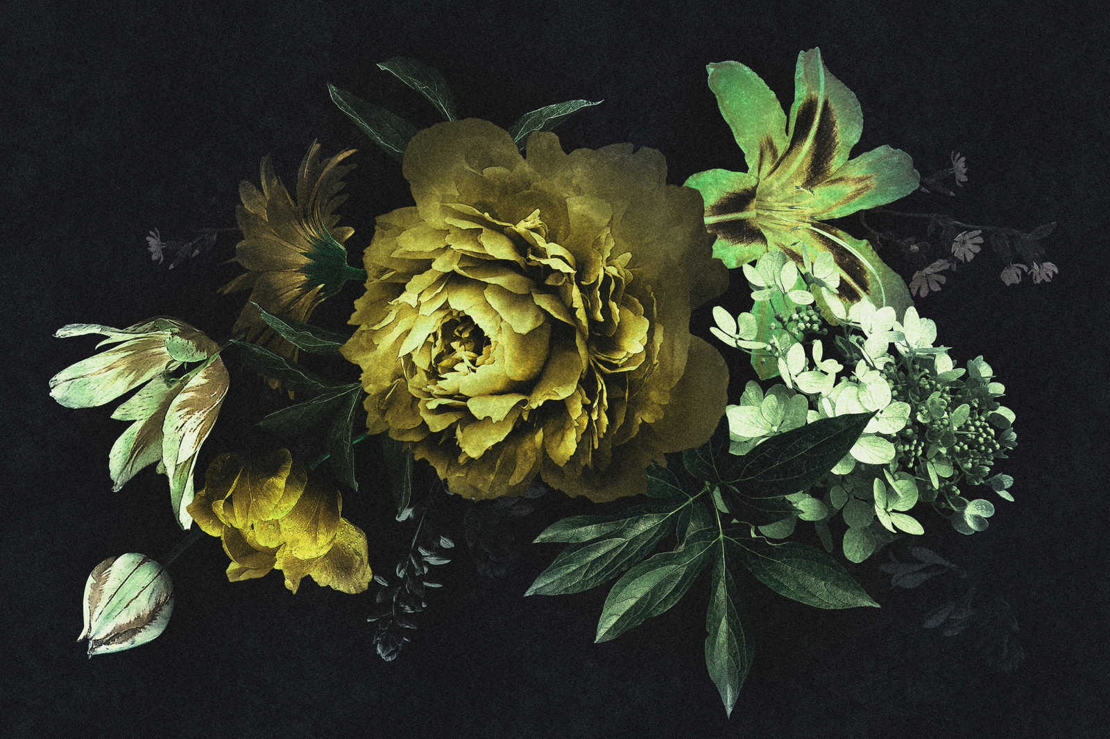             Drama queen 2 - Bouquet de fleurs Tableau sur toile en carton À structure en vert - 0,90 m x 0,60 m
        