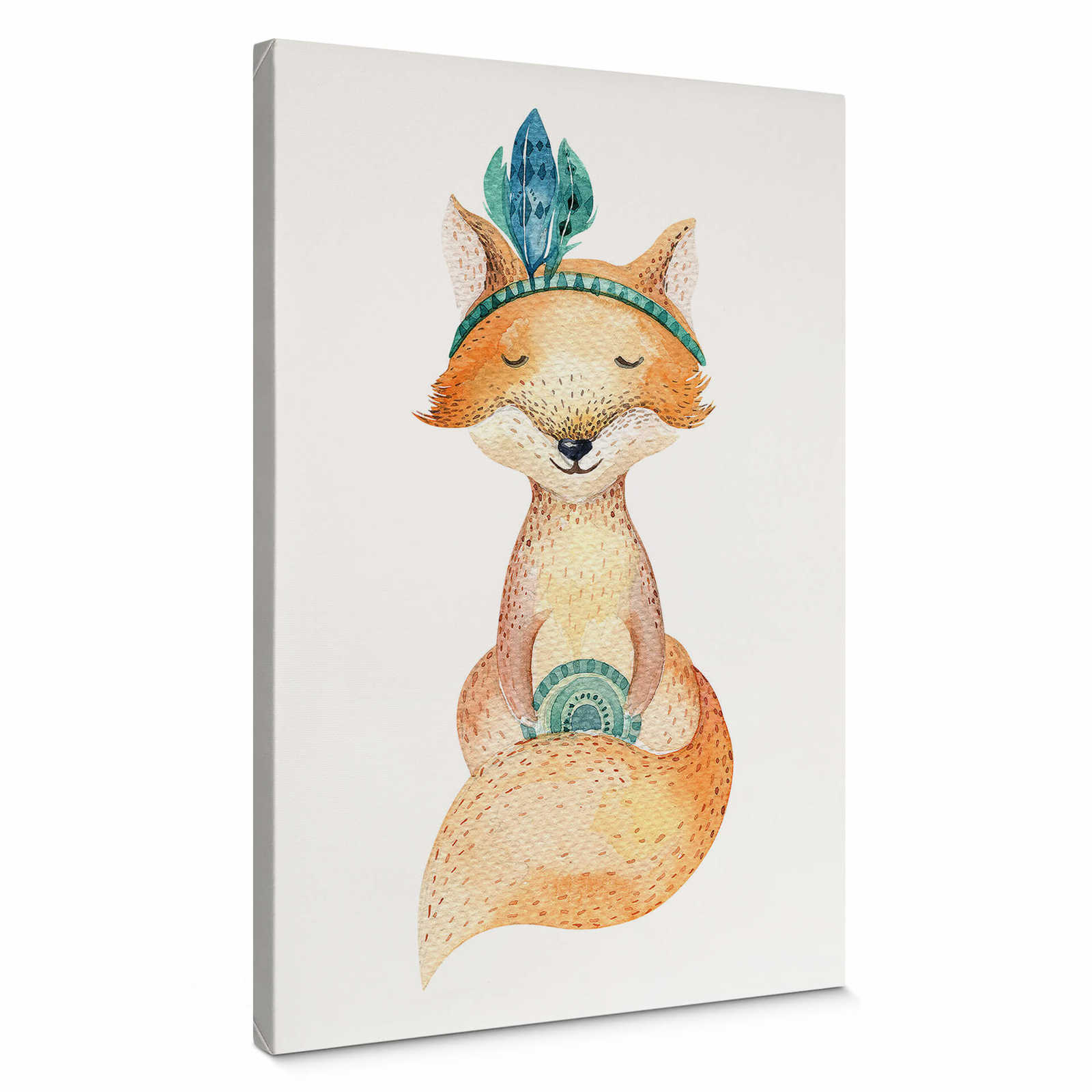 Canvas print of hippie fox by Kvilis – colourful
