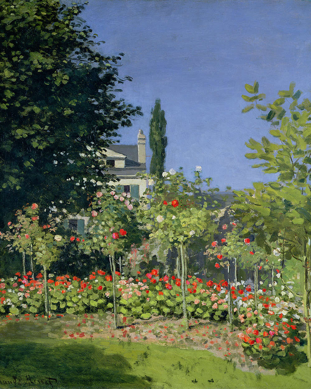             Muurschildering "Bloeiende tuin in SainteAdresse" van Claude Monet
        