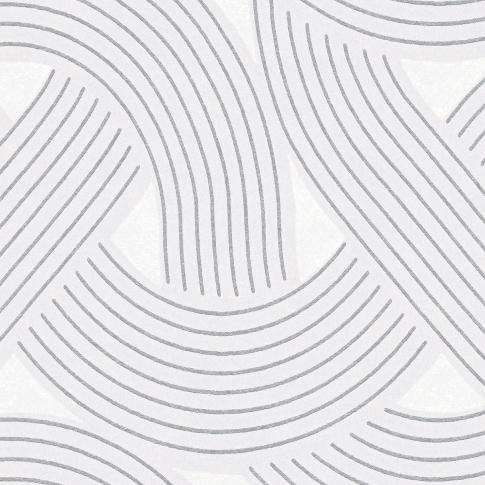             Papier peint intissé aux motifs de lignes graphiques - gris, argent, blanc
        