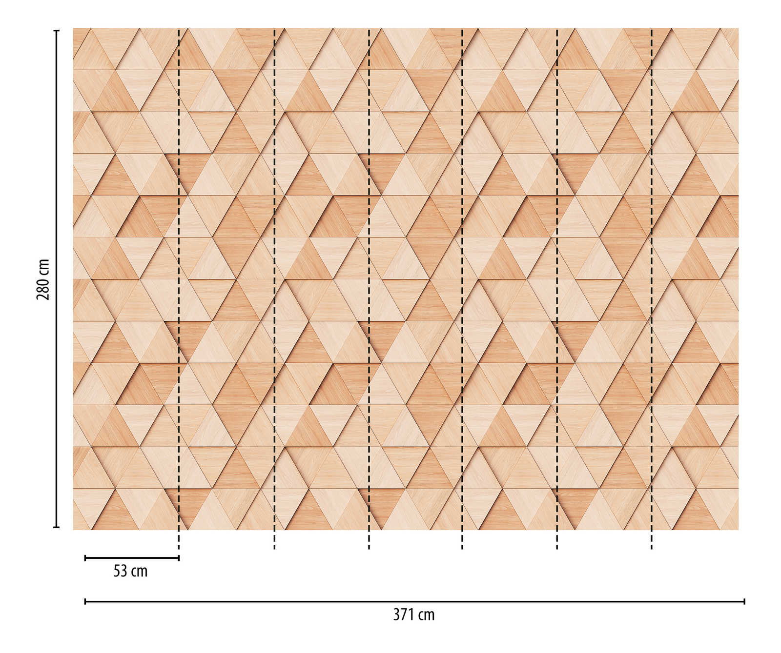             Carta da parati novità - Carta da parati motivo effetto legno con motivo a triangoli 3D
        