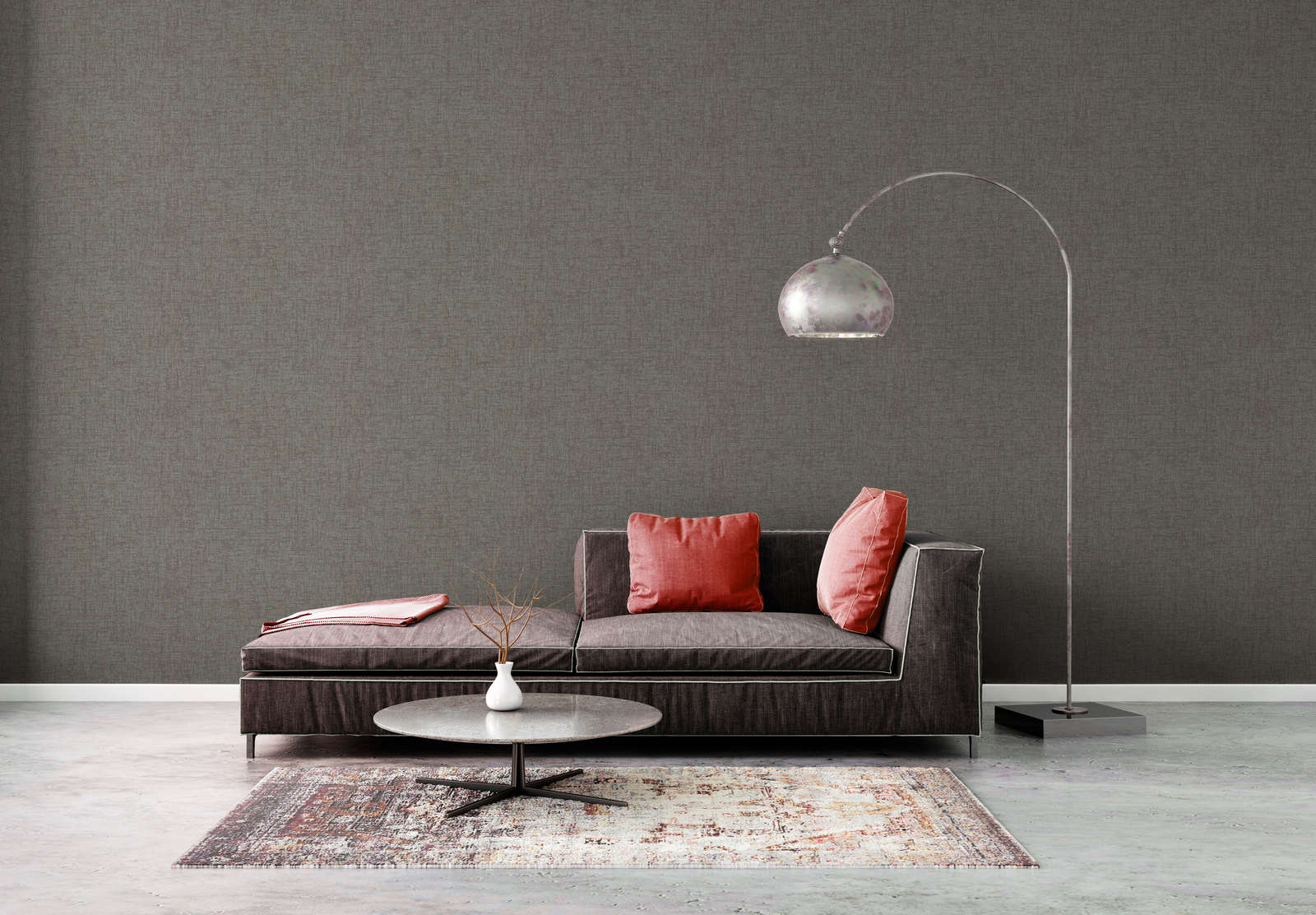            Non-woven wallpaper with texture in textile look - grey, dark grey
        
